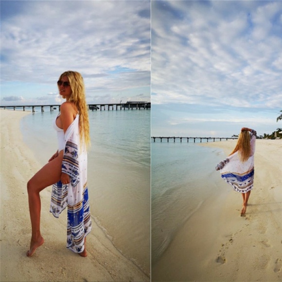 Vacation Vibes Long Boho Tribal Print Kimono    - Picture 3 of 7